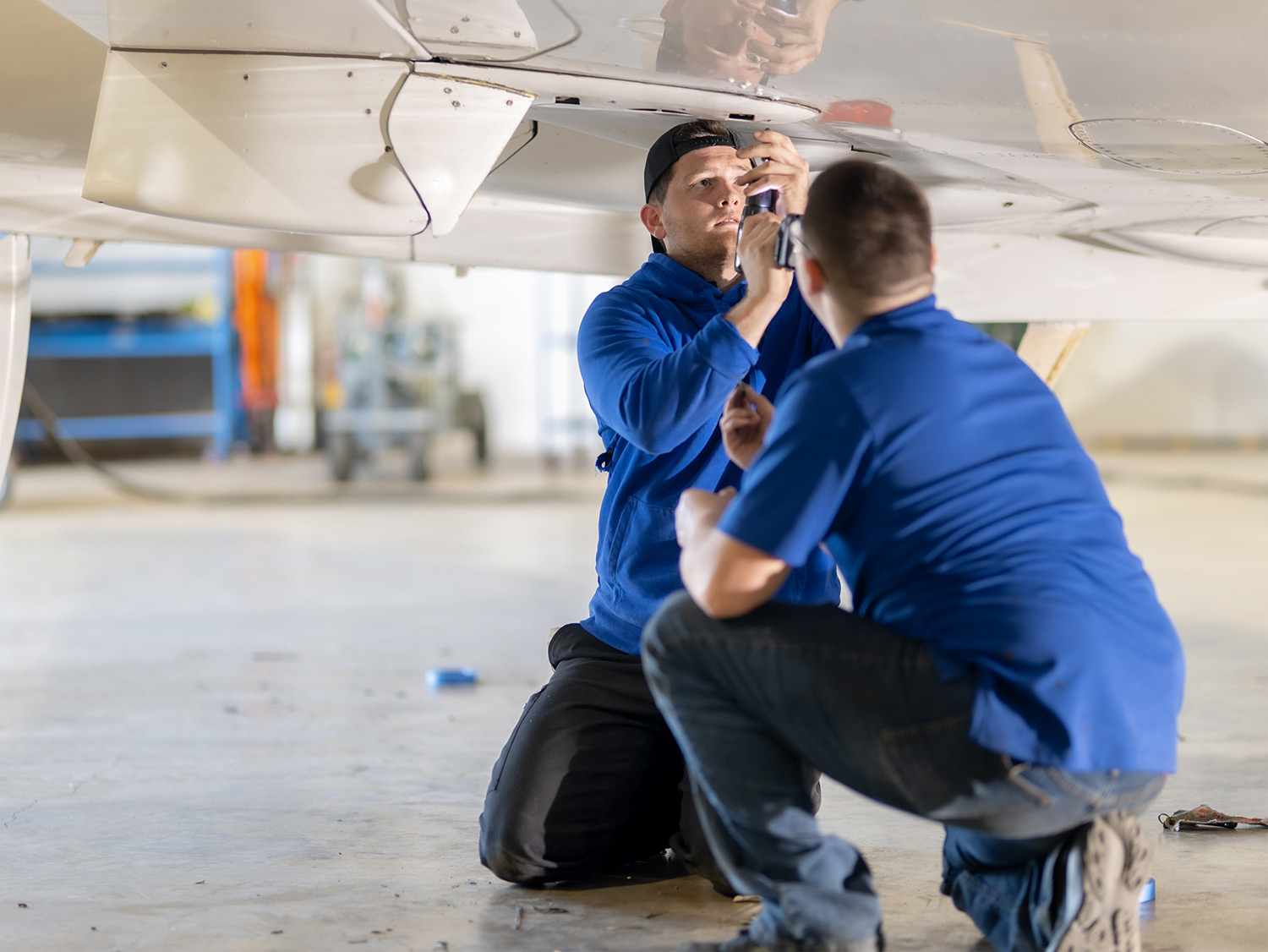 Aircraft wing maintenance at Plane Place Aviation