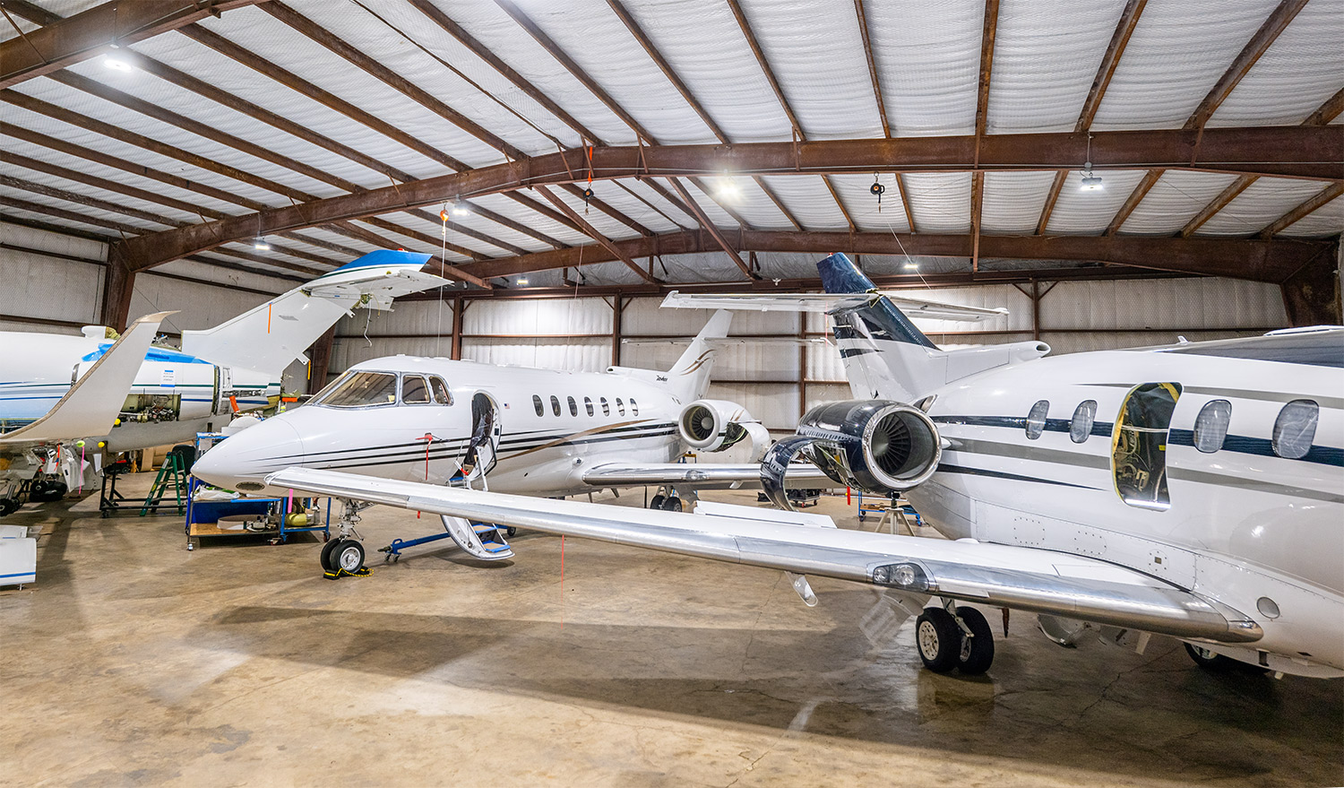 Hawker aircraft in the Plane Place Aviation hangar